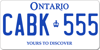 ON license plate CABK555