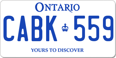 ON license plate CABK559