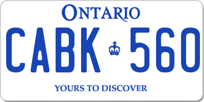 ON license plate CABK560