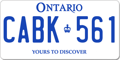 ON license plate CABK561