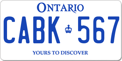 ON license plate CABK567