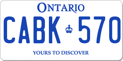 ON license plate CABK570