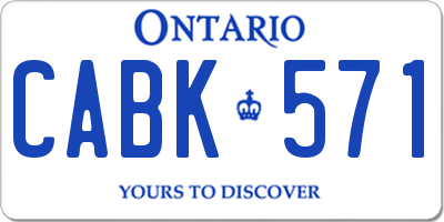 ON license plate CABK571