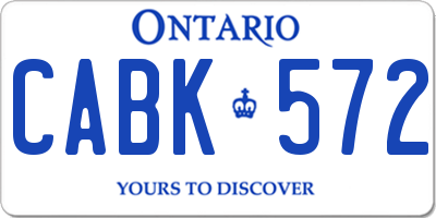 ON license plate CABK572