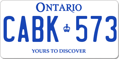 ON license plate CABK573