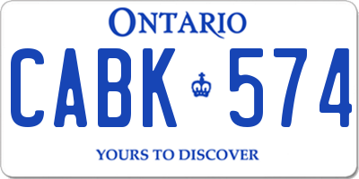 ON license plate CABK574