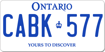 ON license plate CABK577