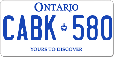 ON license plate CABK580