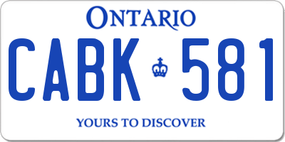 ON license plate CABK581