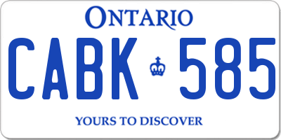 ON license plate CABK585