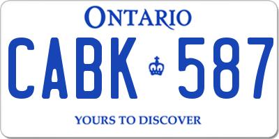 ON license plate CABK587