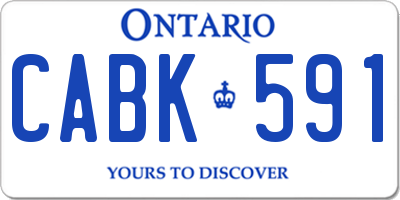 ON license plate CABK591