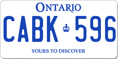 ON license plate CABK596