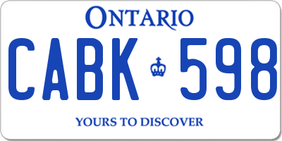 ON license plate CABK598