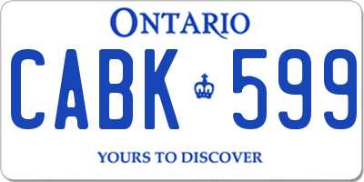 ON license plate CABK599