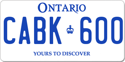 ON license plate CABK600