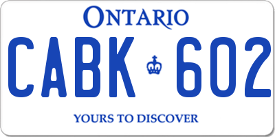 ON license plate CABK602