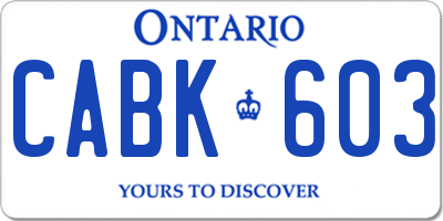 ON license plate CABK603