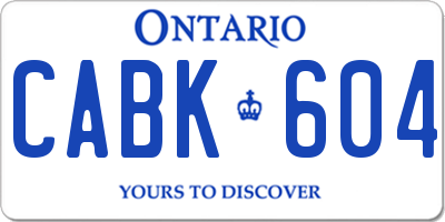 ON license plate CABK604