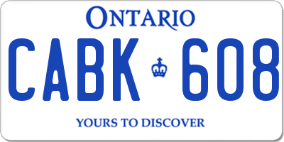 ON license plate CABK608