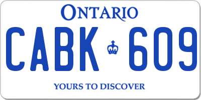 ON license plate CABK609