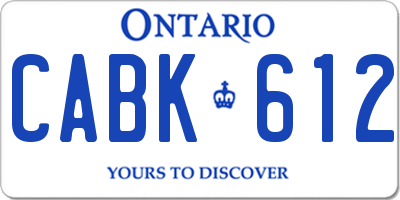 ON license plate CABK612