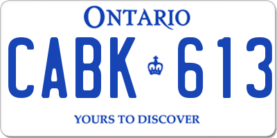 ON license plate CABK613