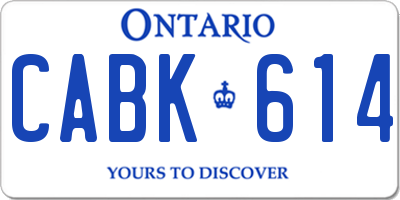 ON license plate CABK614