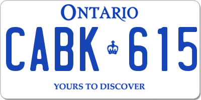 ON license plate CABK615