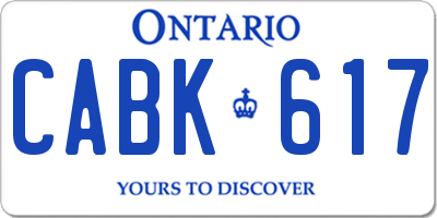 ON license plate CABK617