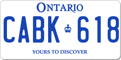 ON license plate CABK618