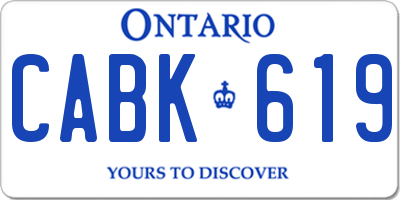 ON license plate CABK619