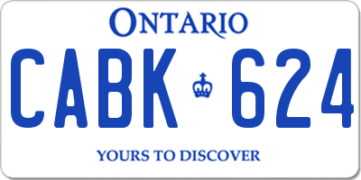 ON license plate CABK624