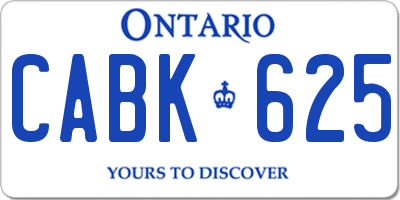 ON license plate CABK625