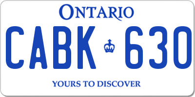 ON license plate CABK630