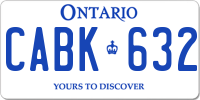 ON license plate CABK632