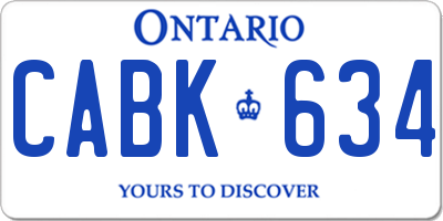 ON license plate CABK634