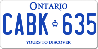 ON license plate CABK635