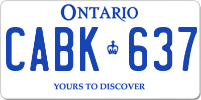 ON license plate CABK637