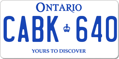 ON license plate CABK640