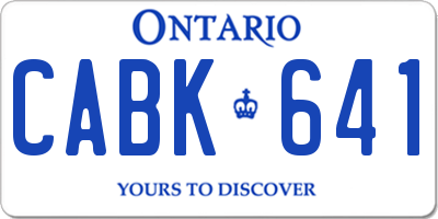 ON license plate CABK641