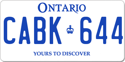 ON license plate CABK644