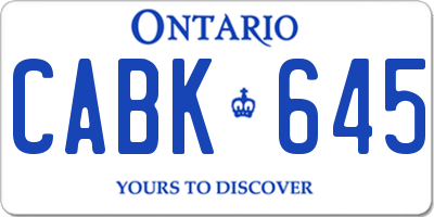 ON license plate CABK645