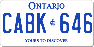 ON license plate CABK646