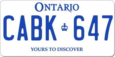 ON license plate CABK647