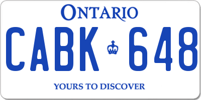 ON license plate CABK648