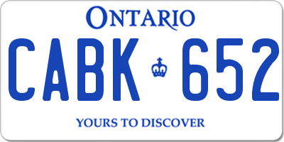 ON license plate CABK652