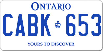 ON license plate CABK653