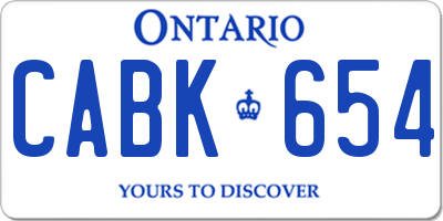 ON license plate CABK654