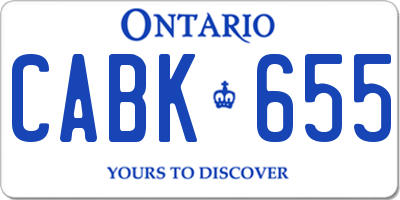 ON license plate CABK655